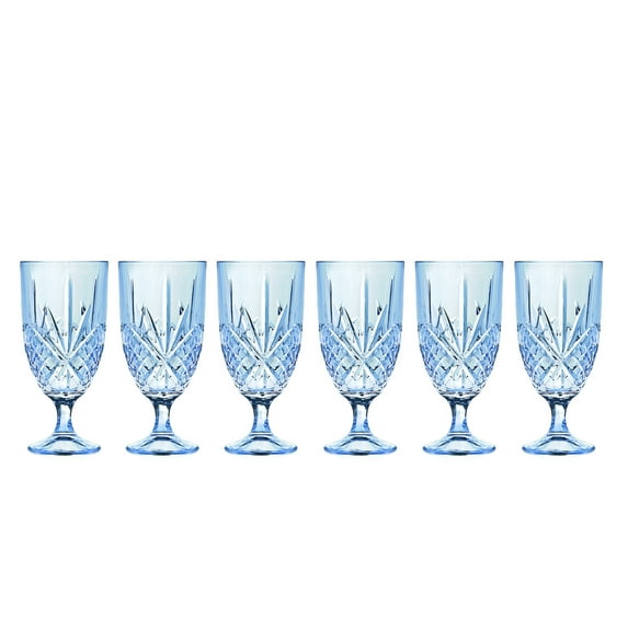 Godinger Silver Art Co. Ltd Dublin Blush Turquoise Ice Beverage Glasses, 14 oz., Set of 6