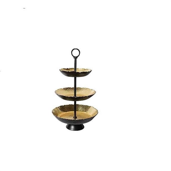 Godinger 33855 Three Tier Stand - Black & Gold