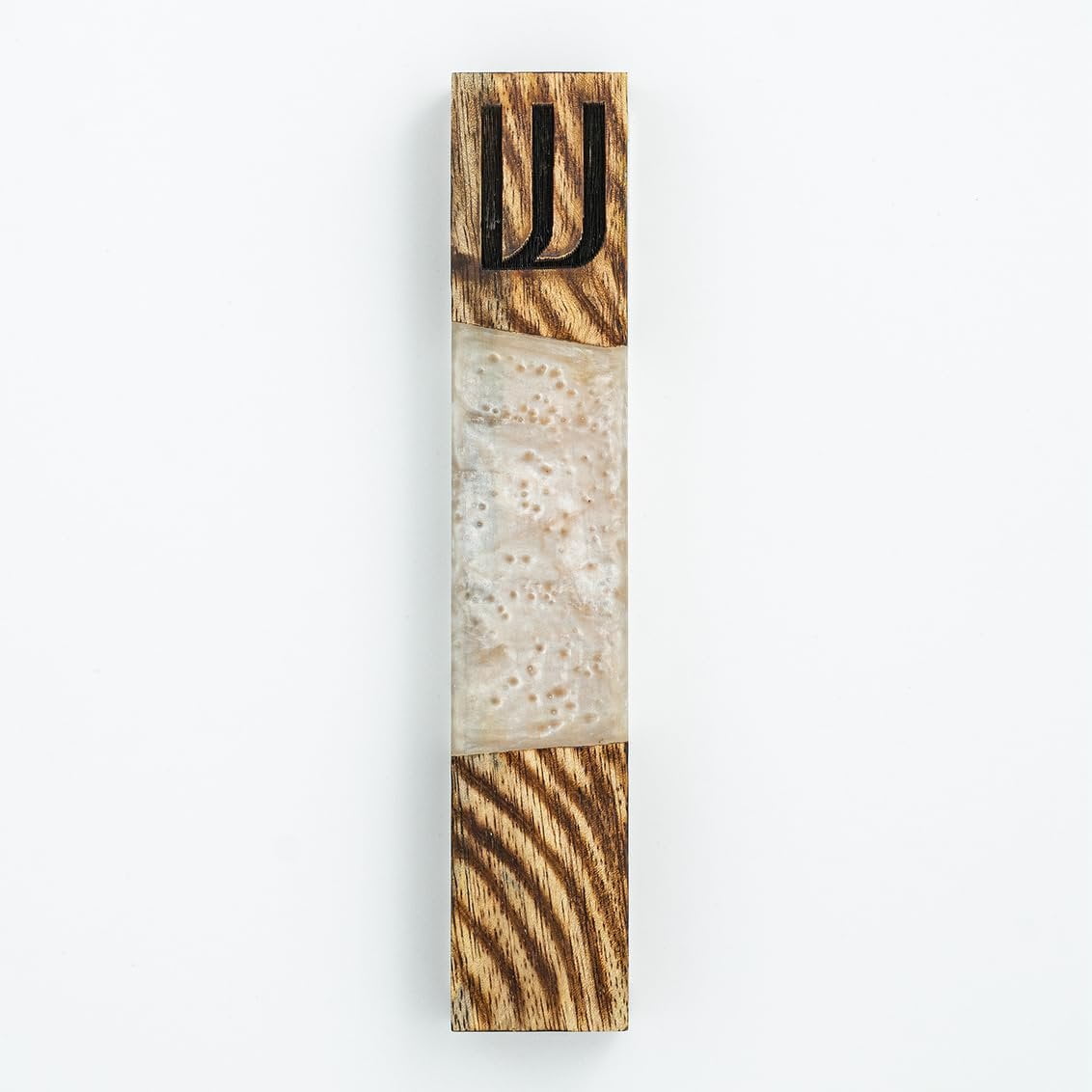 Godinger Wood Resin Mezuzah with Hebrew Shin Symbol Handcrafted Doorpost Decoration for Indoor & Outdoor Use Gift for Housewarming, Weddings, and Religious Celebrations, White