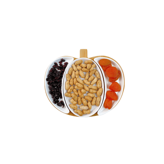 Godinger Wooden Pumpkin Board with Ceramic Inserts
