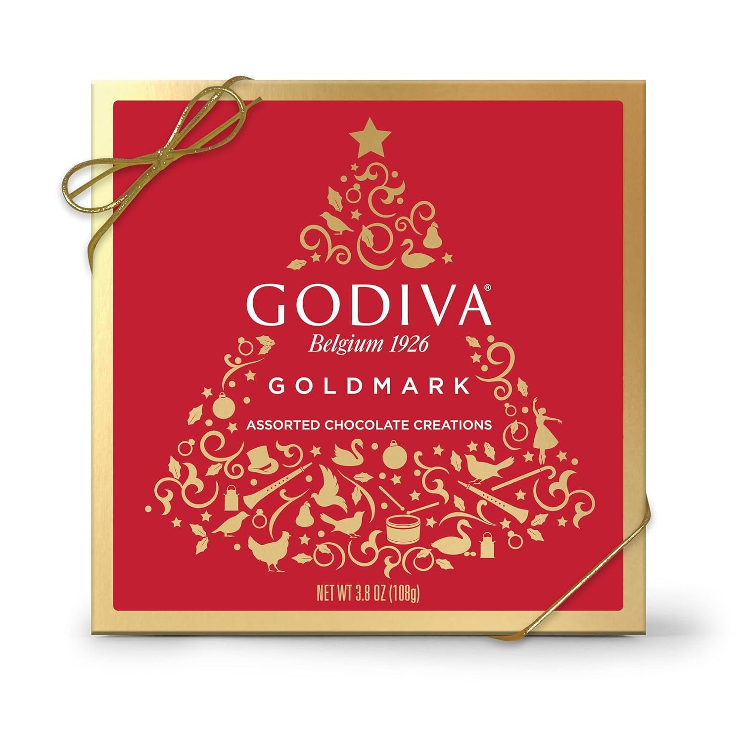 Godiva Chocolatier Holiday Goldmark Assorted Chocolate Gift Box, 9PC Belgian Style Xmas Food Set