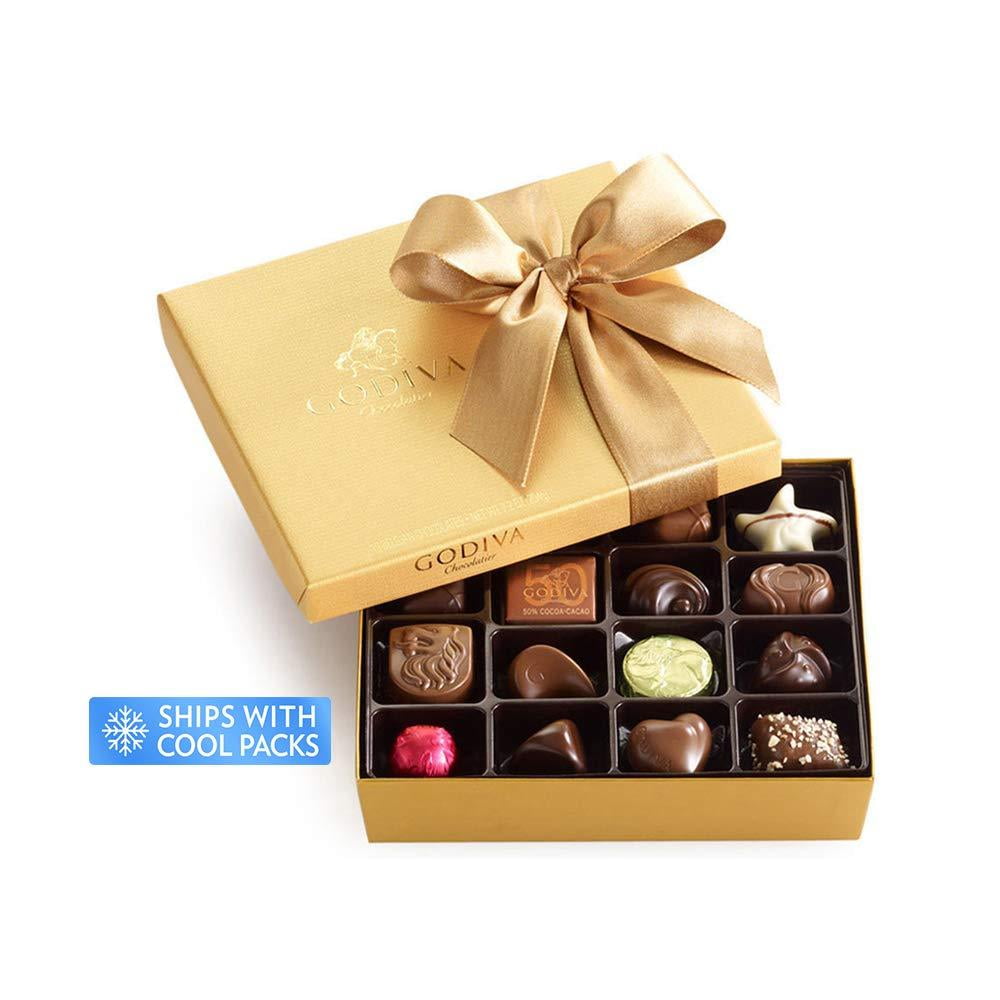 Godiva Chocolatier Classic Gold Ballotin Chocolate, Perfect Hostess Gift, Gifts for Her, Mothers Day Gift, Chocolate Lovers, 19 Count