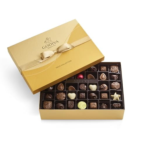 Godiva Chocolatier Gourmet Chocolate Gold Gift Box - 72-Piece Assortment with Ganaches, Nuts, Caramels, Pralines in Milk, White, Dark Chocolate Shells - Quality Assorted Chocolate Candy Box with Gold