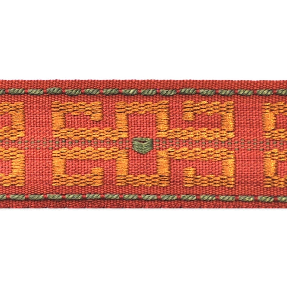 Godiva Collection - 1 1/2" width KEY PATTERN BRAID (25 Yard Roll) - BR-7096-88/61 Dark Brick and Mocha