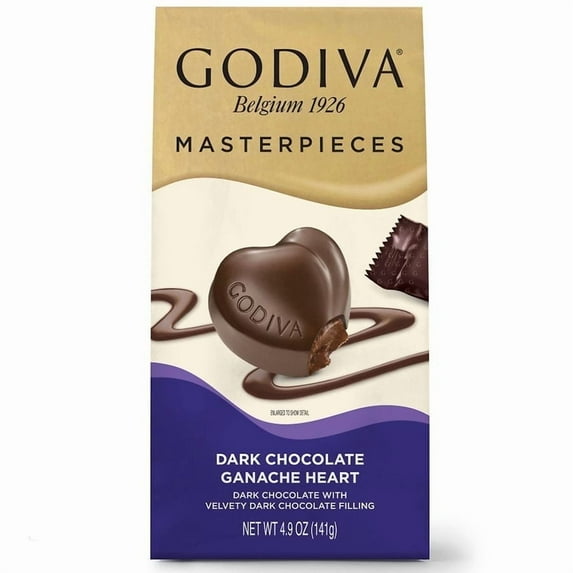 Godiva Dark Chocolate Ganache Heart Chocolates Bag Dark Chocolate Ganache Heart 4.9oz Pack of 2
