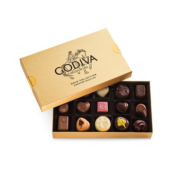 Godiva Gold 15pc Assorted Belgian Chocolates Gift Box Dark & Milk Pralines, Ganaches & Caramels Kosher Gourmet Gift