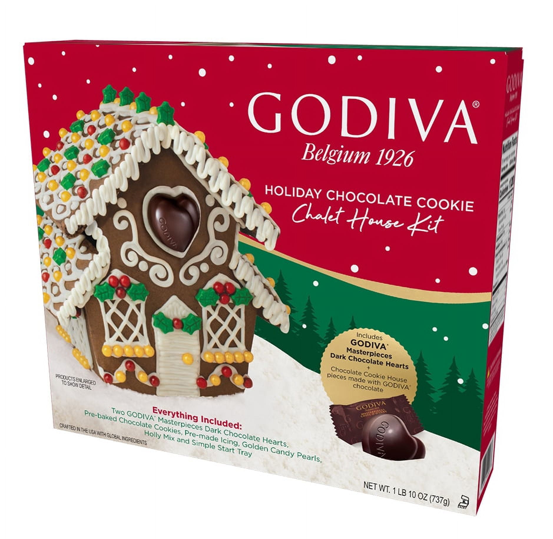 Godiva Holiday Chocolate Cookie Chalet House Kit, 10 oz