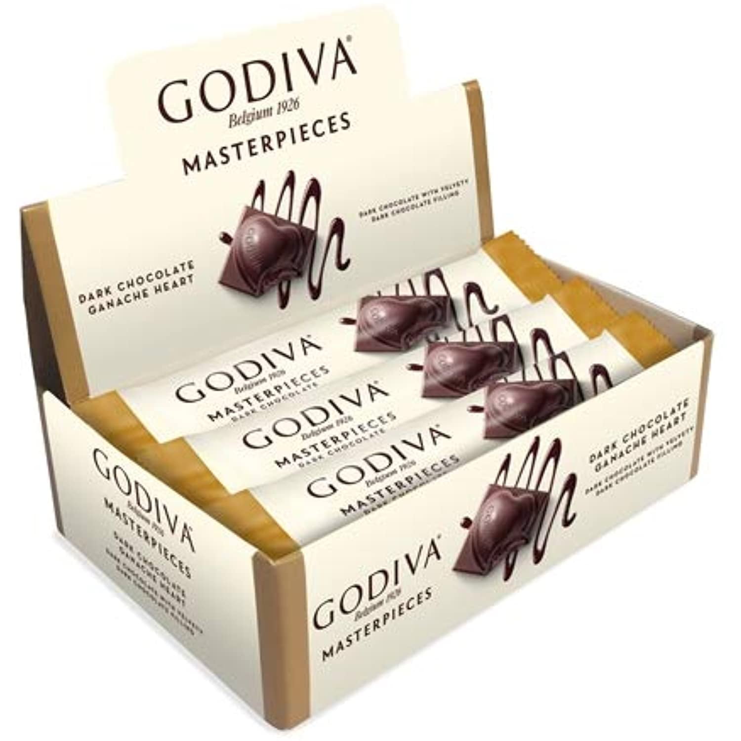 Godiva Masterpieces Belgium Dark Chocolate Ganache Heart 1 oz (Pack of 12)