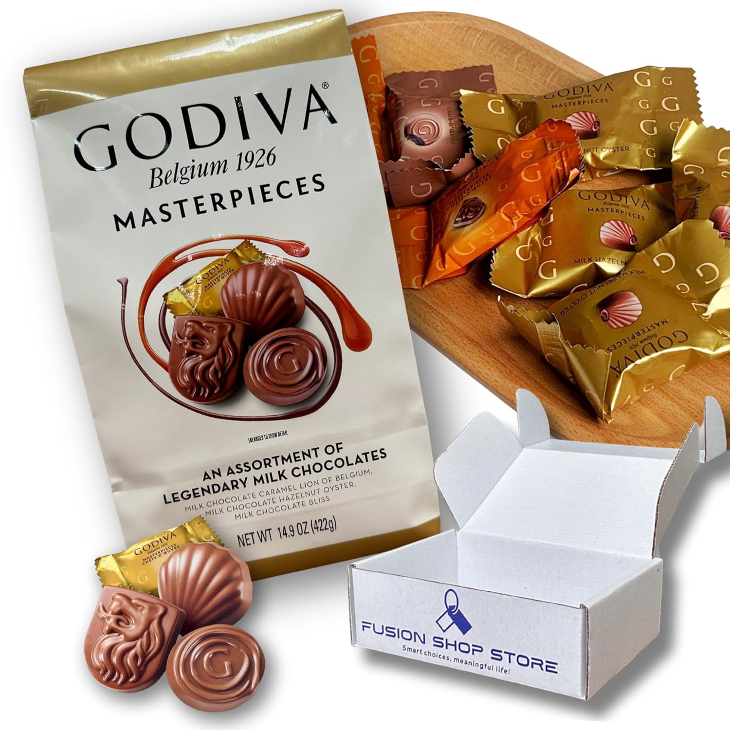 Godiva Milk ChocolateChristmas Candy Individually Wrapped Assorted, Seashell and Truffled, 14.9