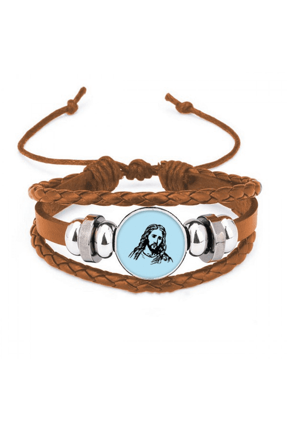 Godliness Idol Savior Portrait Bracelet Wristband Leather Jewelry Ornament
