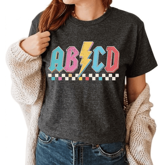 Godmerch ABCD Alphabet Crewneck Teacher Graphic Shirt, First Day of School Teacher Gifts, Back To School Tee
