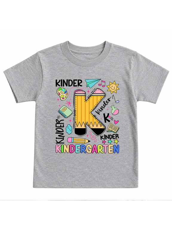 Cute Kindergarten Alphabet Pencil Letter K Back to School Shirt for Kids Youth Graphic T Shirt First Day Tee