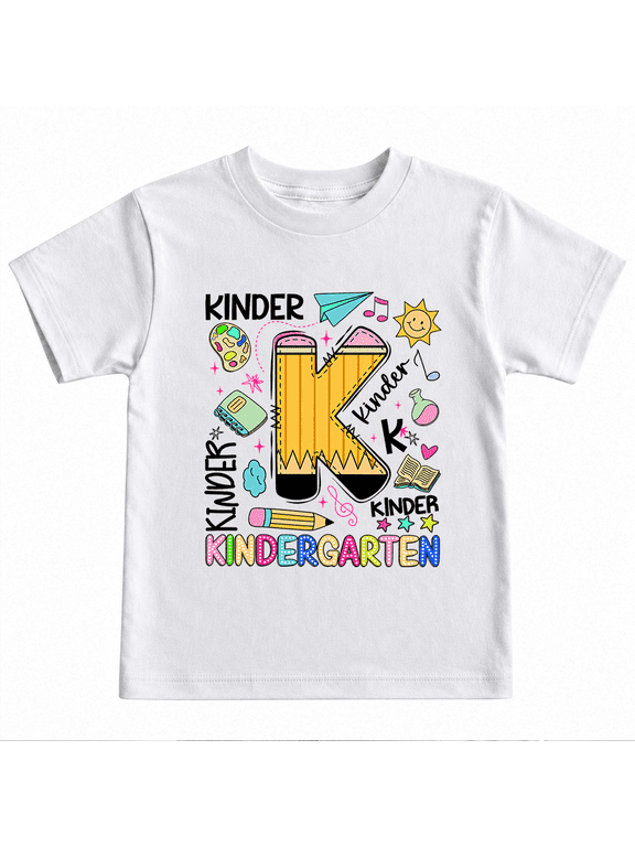 Cute Kindergarten Alphabet Pencil Letter K Back to School Shirt for Kids Youth Graphic T Shirt First Day Tee