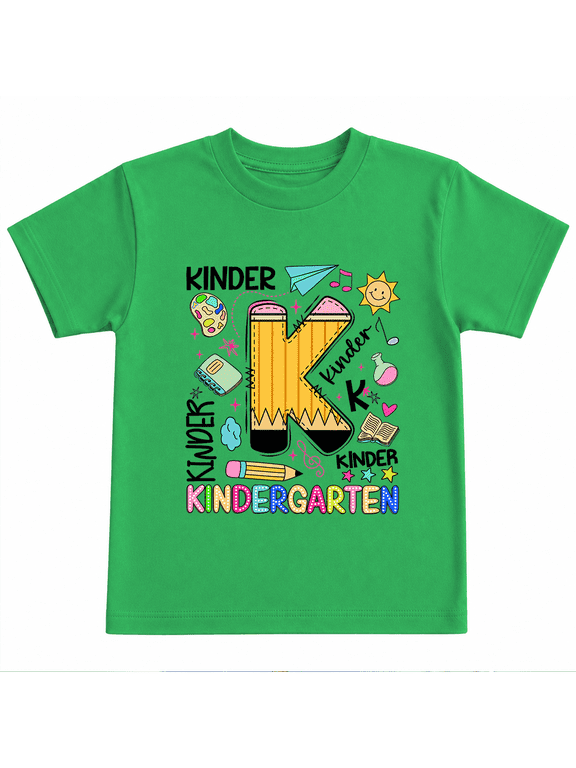 Cute Kindergarten Alphabet Pencil Letter K Back to School Shirt for Kids Youth Graphic T Shirt First Day Tee