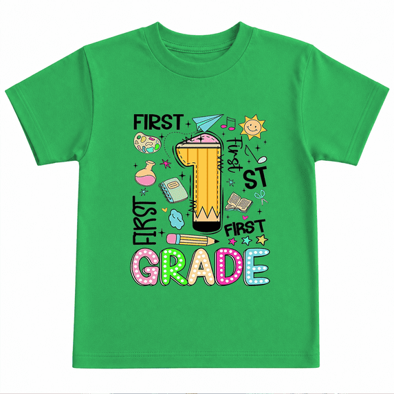 Godmerch First Grade Cute Pencil Back to School Shirt for Kids Youth Graphic T Shirt First Day School Tee