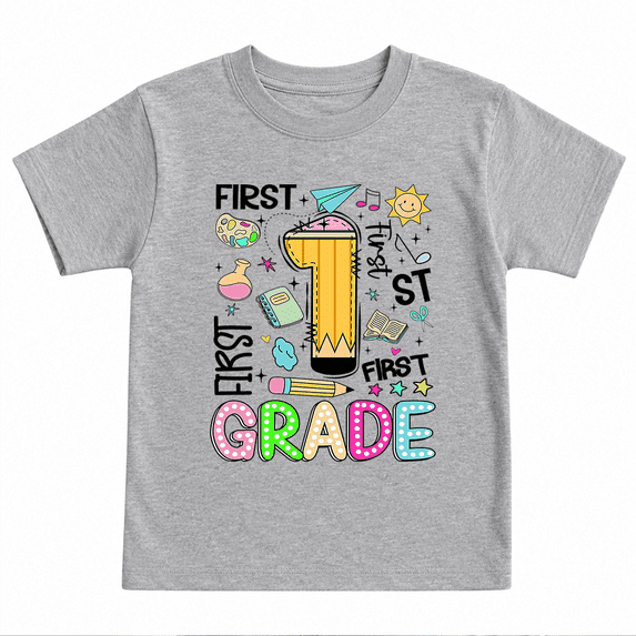 Godmerch First Grade Cute Pencil Back to School Shirt for Kids Youth Graphic T Shirt First Day School Tee