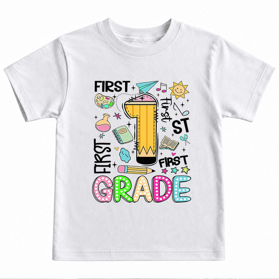 Godmerch First Grade Cute Pencil Back to School Shirt for Kids Youth Graphic T Shirt First Day School Tee