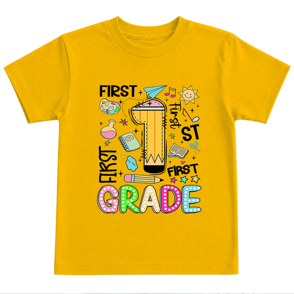 Godmerch First Grade Cute Pencil Back to School Shirt for Kids Youth Graphic T Shirt First Day School Tee