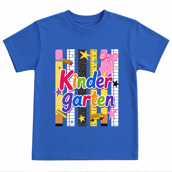 Godmerch Kindergarten Back to School Shirt for Kids Colorful School Icons Graphic T Shirt