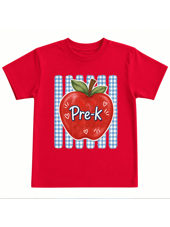Pre-K Apple Back to School Shirt for Kids Youth Graphic T Shirt First Day of School Tee