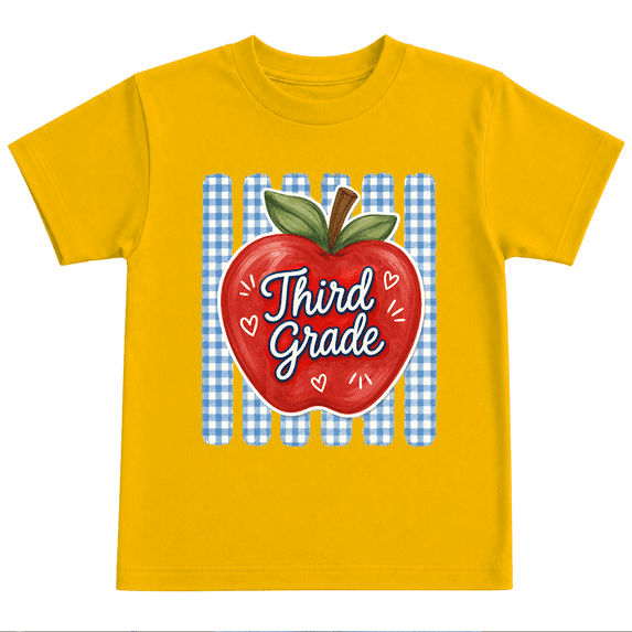Godmerch Third Grade Shirt for Kids Cute Apple Back to School Graphic T Shirt