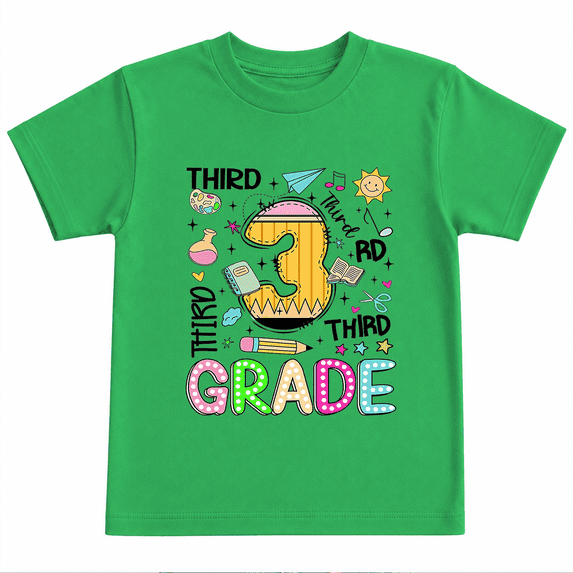 Godmerch Third Grade Shirt for Kids Cute Number 3 Back to School Graphic T Shirt