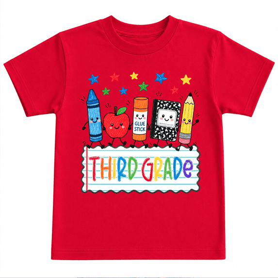 Godmerch Third Grade Shirt for Kids Cute School Supplies Back to School Graphic T Shirt