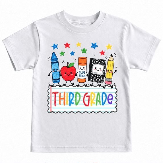 Godmerch Third Grade Shirt for Kids Cute School Supplies Back to School Graphic T Shirt