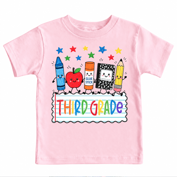 Godmerch Third Grade Shirt for Kids Cute School Supplies Back to School Graphic T Shirt