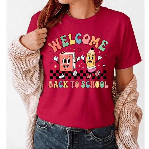 Godmerch Welcome Back To School Crewneck Teacher Graphic Shirt, First Day of School Teacher Gifts Tee