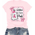 thumbnail image 1 of Godmerch Women's In October We Wear Pink Cute Ghost Coquette Pink Ribbon Breast Cancer T-Shirt, 1 of 6