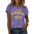 thumbnail image 1 of Godmerch Women's Sunshine and Coffee Crew Neck Loose Relaxed Oversized Fit Graphic Tee 100% Cotton Summer Vacation Beach Shirt, 1 of 4