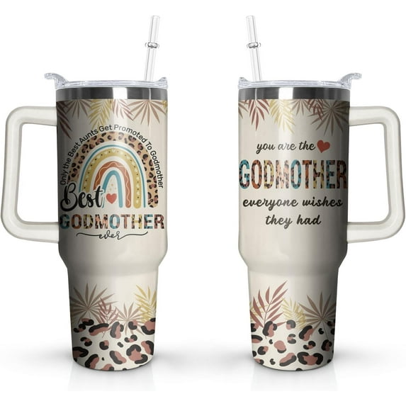 Godmothe Gifts from Godchild-40oz Tumbler With Handle & Straw Lid-Birthday,Christmas,Thanksgiving Gifts For Godmothe From Goddaughter,Godson-God Mom Mug Coffee Cup