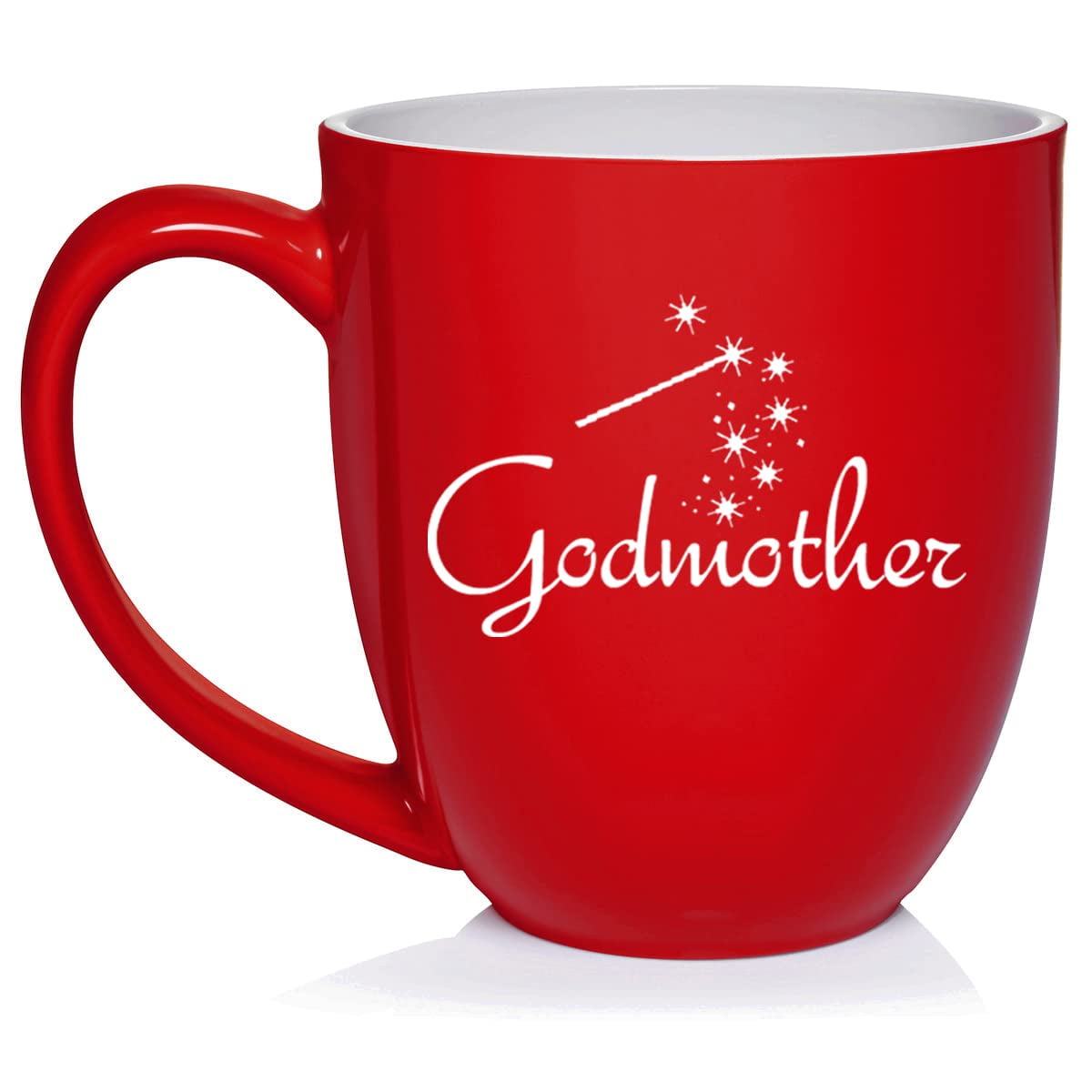 Godmother Ceramic Coffee Mug Tea Cup Gift for Her, Sister, Women, Family, Best Friend, Grandma, Cousin, Mom, Cute, Girlfriend, Wife, Mothers Day, Baptism, Birthday, Housewarming (16oz Red)