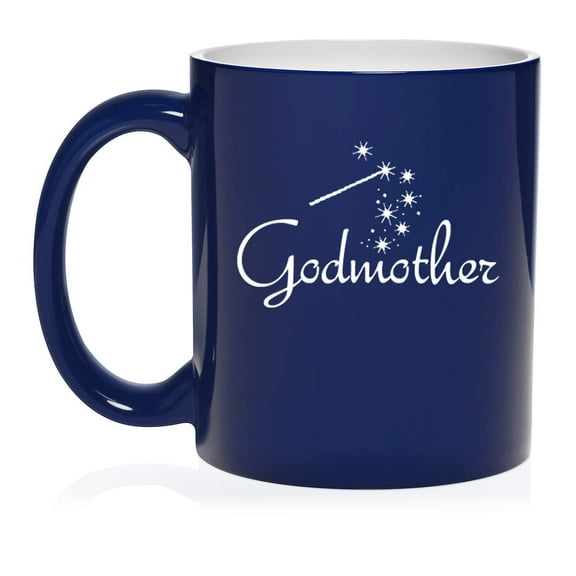 Godmother Ceramic Coffee Mug Tea Cup Gift for Her, Sister, Women, Family, Best Friend, Grandma, Cousin, Mom, Cute, Girlfriend, Wife, Mothers Day, Baptism, Birthday, Housewarming (11oz Blue)