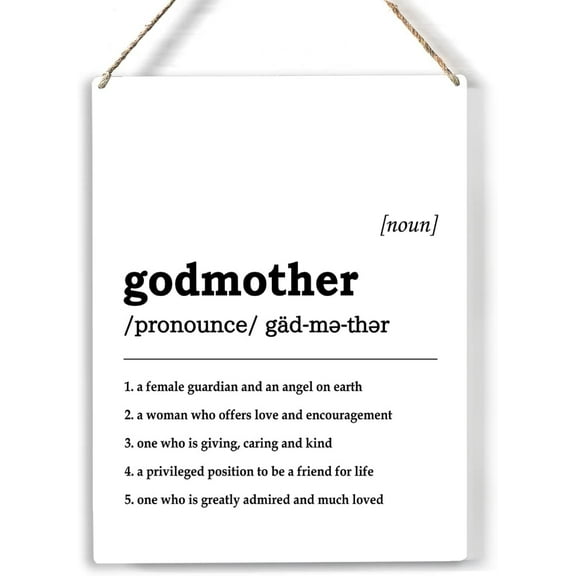 Godmother Definition Wood Sign Godmother Wooden Signs Rustic Hanging Plaque Home Wall Art 8x10, Perfect Godmother Sign Wall Decor for Home Bedroom