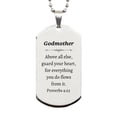 thumbnail image 1 of Godmother Engraved Silver Dog Tag - Guard Your Heart Inspirational Necklace Perfect Gift for Birthday, Christmas, or Graduation, 1 of 3