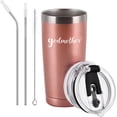 thumbnail image 1 of Godmother Gift - Godmother Travel Tumbler, Mother‘s Day Tumbler, 20Oz Insulated Stainless Steel Travel Tumbler with Lid and Straw - Mom Gift for Mother‘s Day, Birthday, Christmas, Rose Gold, 1 of 6