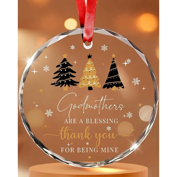 Godmother Glass Ornament 2025 Elegant Gift from Godchild Holiday Home Decoration Keepsake Craft Ornament
