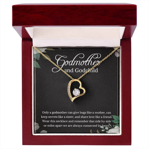 Godmother and Godchild Necklace, Godmother & Goddaughter Necklace Gift, Godmother and godson Necklace, Forever Love Necklace, 14K White Gold or 18K Yellow Gold with Gift Box