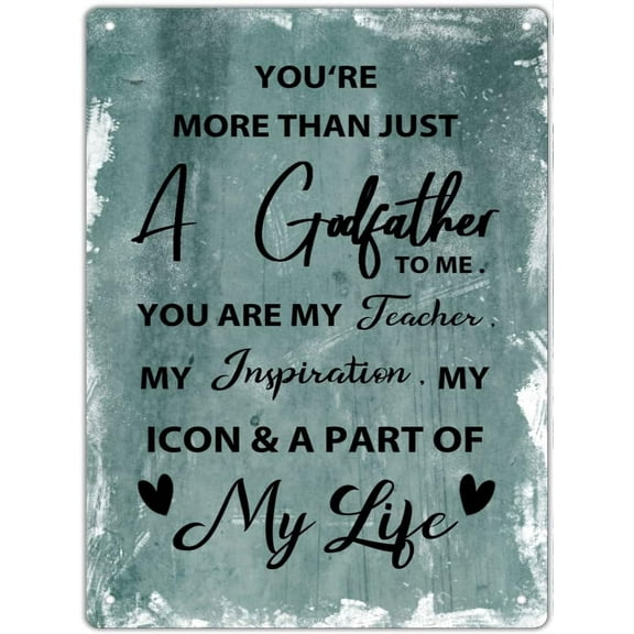 Godmother Godfather Metal Sign - Gifts from Godson Goddaughter, Thank You Gifts Tin Sign for Bedroom, Special Blessings Birthday Christmas Thanksgiving Iron Poster 12x16 inches