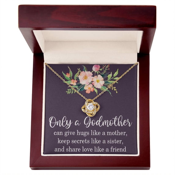 Godmother , Godmother Gift, Godmother Proposal, Fairy Godmother, Be My Godmother, Godmother Request - Love Knot Necklace - Message Card & Gift Box