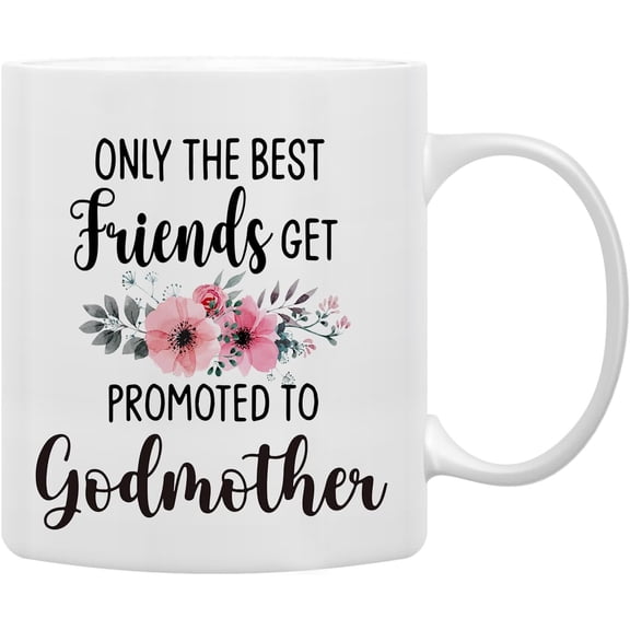 Godmother Mug, Godmother Gifts Coffee Mug, Pregnancy Announcement Mug Tea Cup Gifts for Friends Women, Mothers Day Gifts for Godmother, Promoted to Godmother Coffee Cups Ceramic 11oz