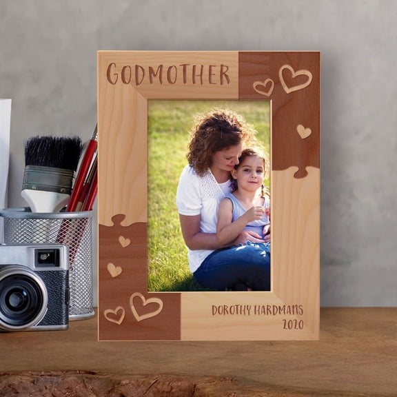 Godmother Personalized Wooden Frame 4" x 6" Brown (Vertical)