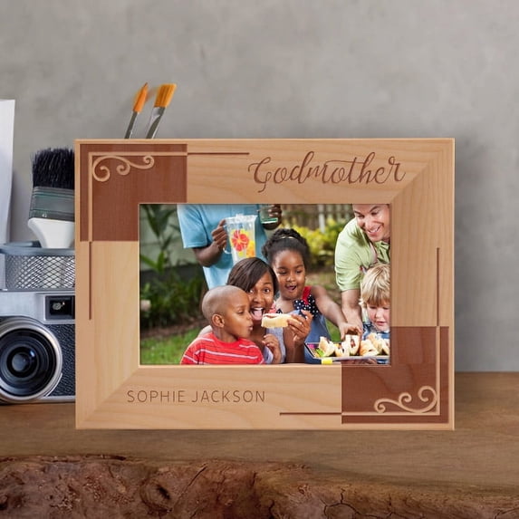 Godmother Personalized Wooden Frame-6" x 4" Brown Horizontal