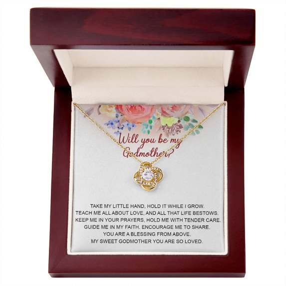 Godmother Proposal Necklace Gift • Will You Be My Godmother • Gift for Godmother - Love Knot Necklace - Message Card & Gift Box