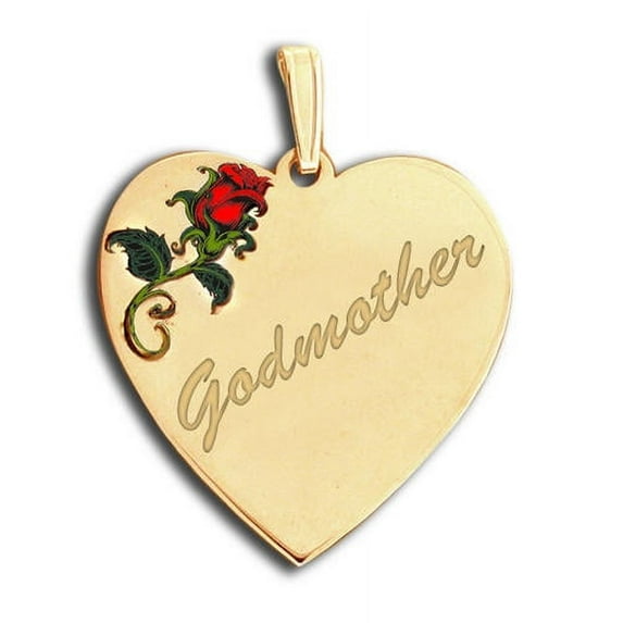 PicturesOnGold.com Godmother Rose Heart Female Adult - 1-1/4 inch x 1-1/4 inch - 14K White Gold