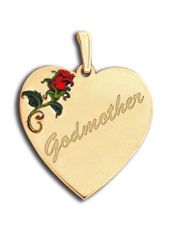 Godmother Rose Heart Female Adult - 1-1/4 inch x 1-1/4 inch - 14K White Gold