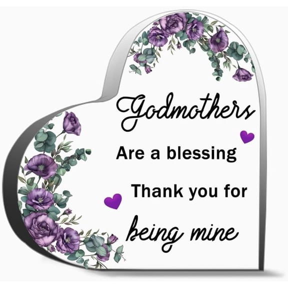 Godmothers Are A Blessing Thank You For Being Mine Gifts For Women Men,Acrylic Heart Keepsake For Teacher Colleague Boss Family And Friends