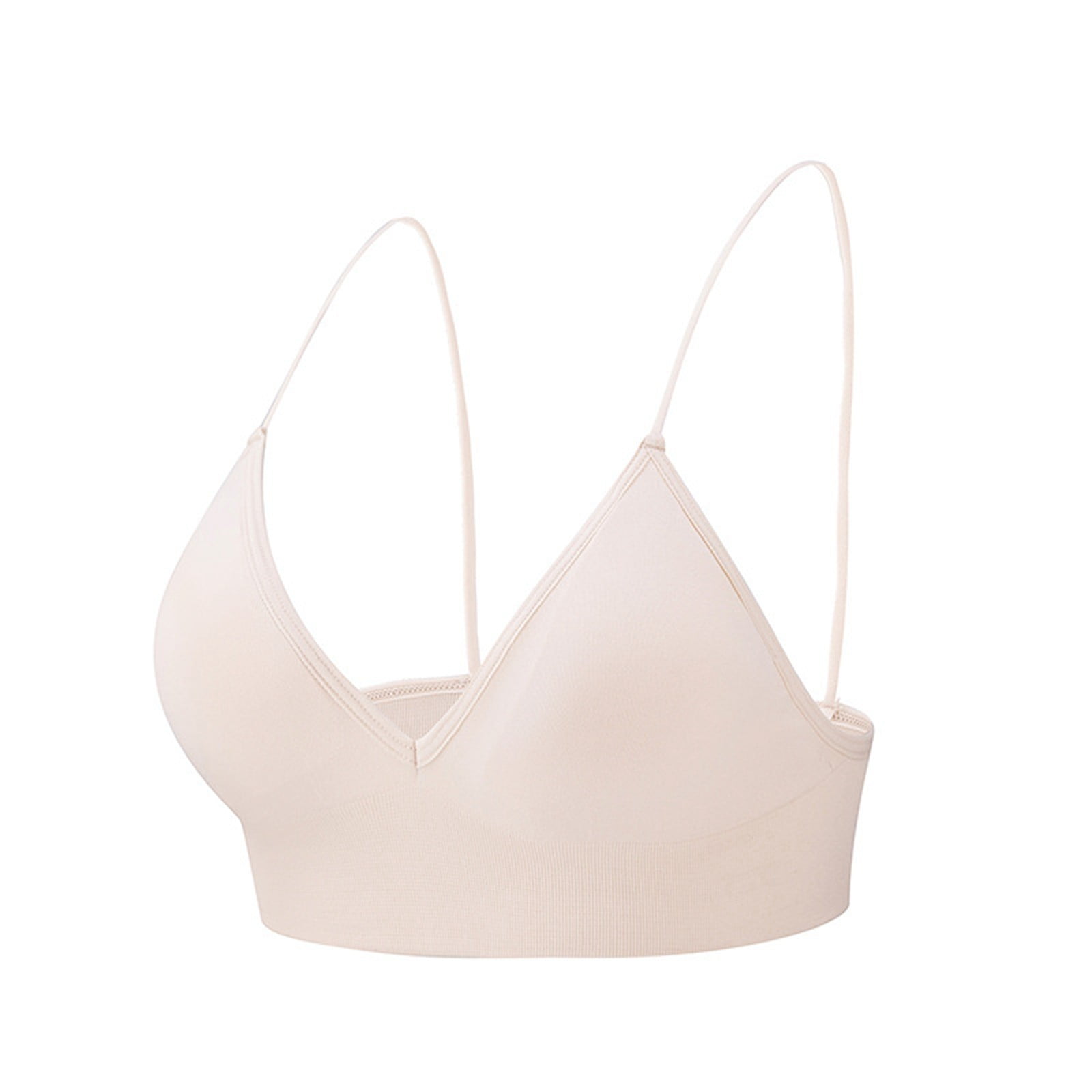 Godokuleh Bralette for Women Spaghetti Strap Triangle V Neck A-B Cups Bra Padded Wire Free Pull